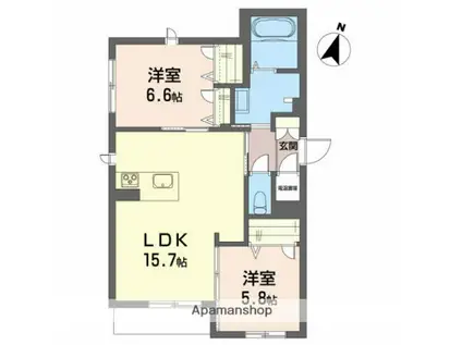 メゾンマスト名須川C棟(2LDK/1階)の間取り写真