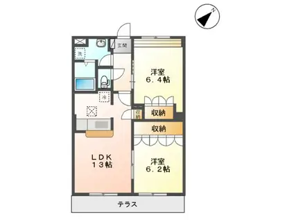 ピュアハート(2LDK/1階)の間取り写真