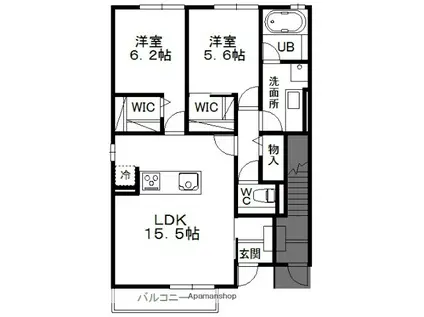 HILLS RESIDENTIAL F(2LDK/1階)の間取り写真