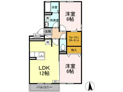 メゾン・ド・けやき(2LDK/2階)の間取り写真