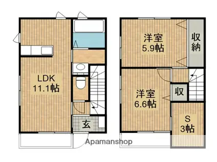 ヒラソル(2SLDK/1階)の間取り写真