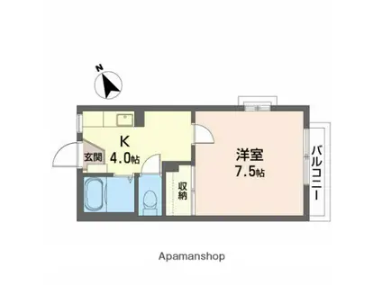 加賀野壱番街D(1K/2階)の間取り写真