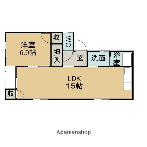 宮崎アパート 2号棟(1LDK/2階)の間取り写真