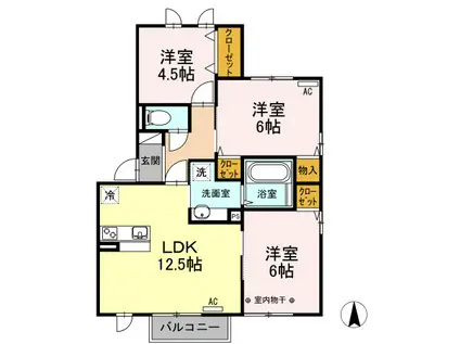 タイニーベル A(3LDK/2階)の間取り写真