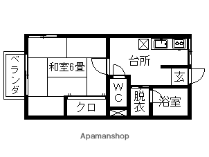 メゾンベール上田Ⅱ(1K/2階)の間取り写真
