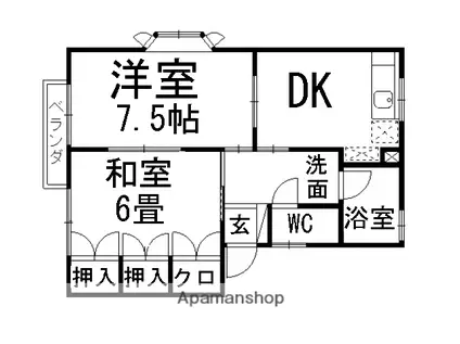 サンフレンズB(2DK/2階)の間取り写真