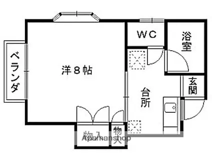 ロイヤルハイツ東仙北(1K/1階)の間取り写真