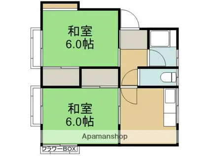 コーポ志和(2DK/2階)の間取り写真