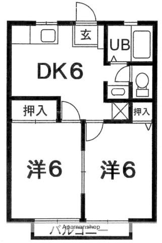 シティハイツK(2DK/2階)の間取り写真