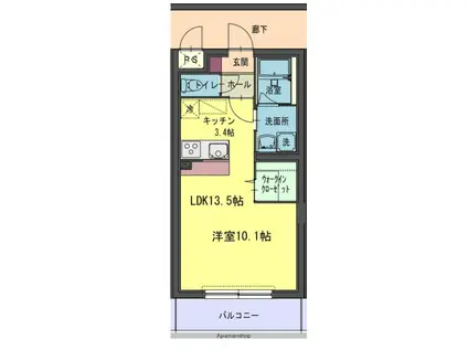 コルトーナ弐番館(1K/1階)の間取り写真