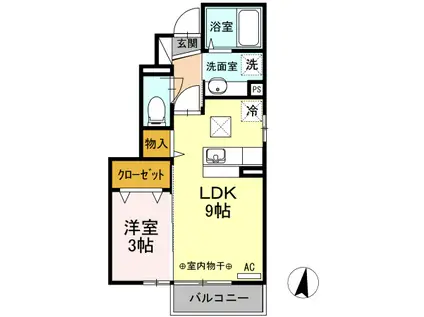 D-ROOMSAKURA(1LDK/1階)の間取り写真