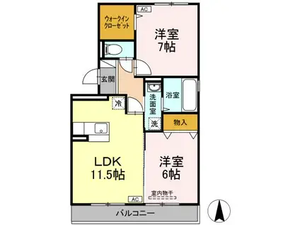 シャールポンドⅤ(2LDK/3階)の間取り写真