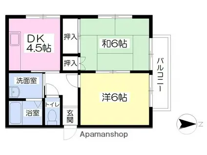 コートドール(2DK/1階)の間取り写真