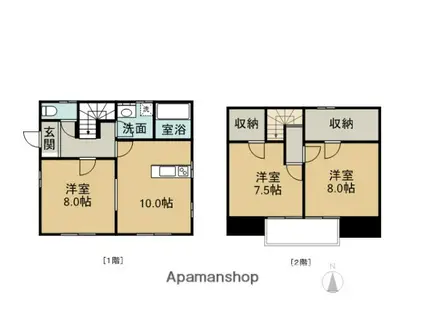 岩手県盛岡市 2階建 築12年(3LDK)の間取り写真