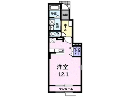 FCパーソナル(ワンルーム/1階)の間取り写真