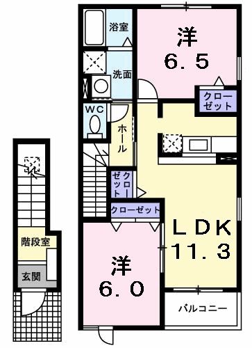 プリンシペ イシモタ(2LDK/2階)の間取り写真
