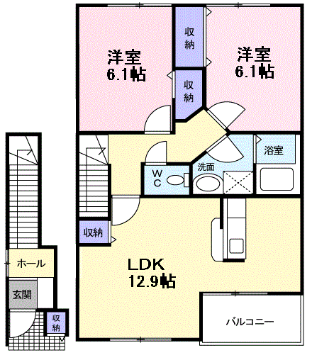 アーバンプレイスⅡ(2LDK/2階)の間取り写真