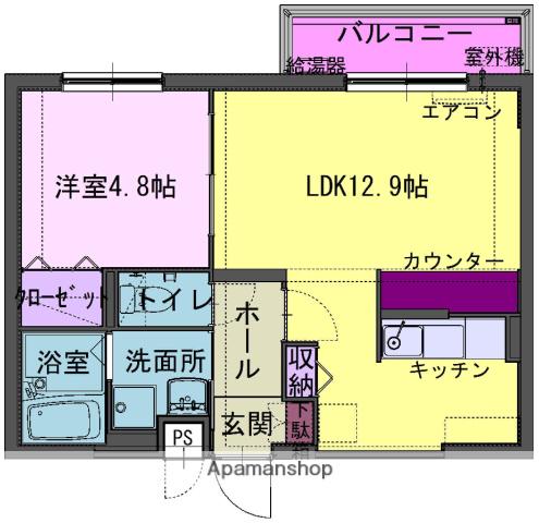 クレセール村崎野Ⅱ(1LDK/2階)の間取り写真