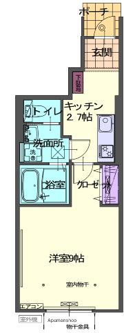 ソラールⅡ C(1K/1階)の間取り写真