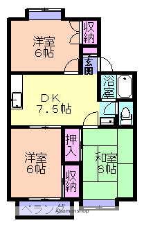 メンバーズタウン桜町E(3DK/1階)の間取り写真