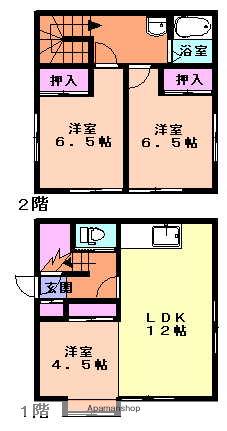 岩手県一関市 2階建 築24年(2LDK)の間取り写真