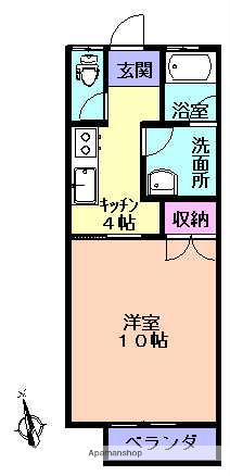 タウンハウス竹山(1K/2階)の間取り写真