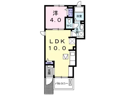 ウィスタリアコートF(1LDK/1階)の間取り写真