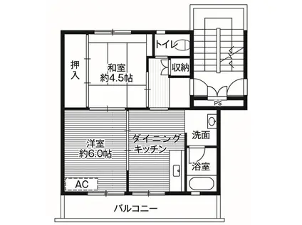 ビレッジハウス柴宿2号棟(2DK/2階)の間取り写真