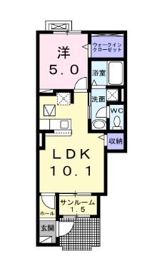カーサM.KⅡ(1LDK/1階)の間取り写真