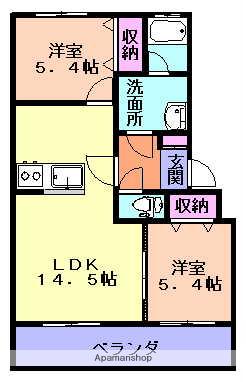 カーザ・ポポラーレ(2LDK/3階)の間取り写真