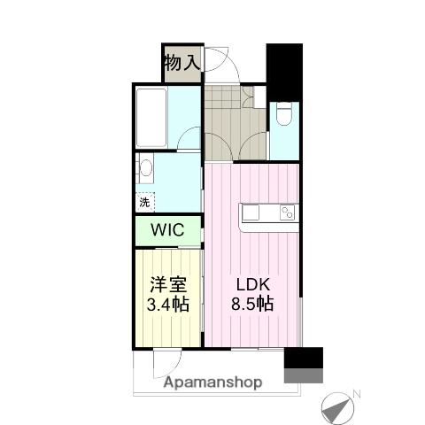 APPLE宮城野(1LDK/6階)の間取り写真