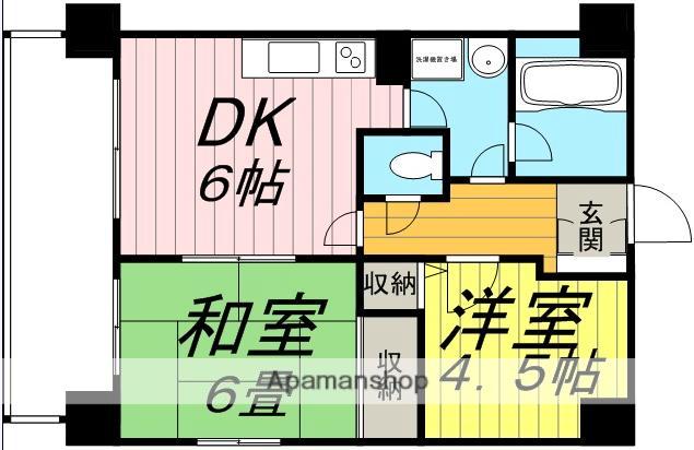 榴ヶ岡ユーワマンション(2DK/4階)の間取り写真