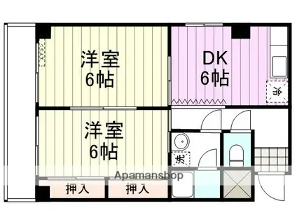 カームハイツ銀杏町(2DK/2階)の間取り写真