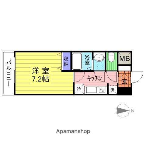 サンヴァーリオ新田駅前Ⅶ(1K/6階)の間取り写真