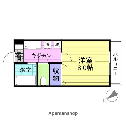 シルクハイツ桜木(1K/2階)の間取り写真