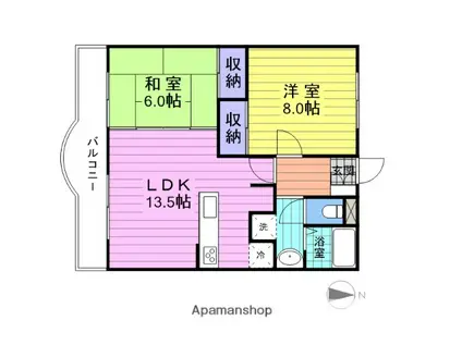 プロバンス・ヒル(2LDK/1階)の間取り写真