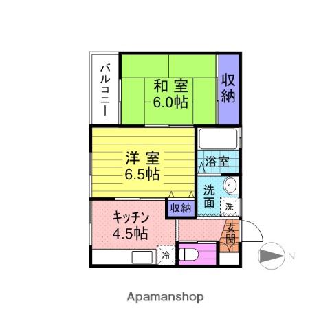 ライフパレット(2K/2階)の間取り写真