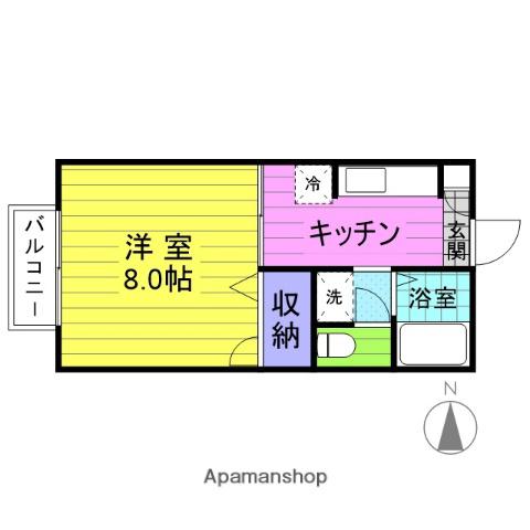 シティコート出花D棟(1K/1階)の間取り写真