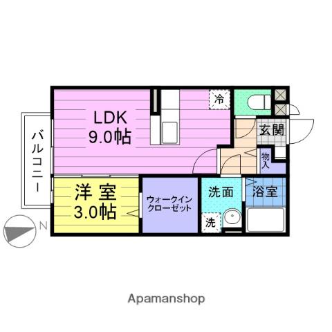 セジュール八幡(1DK/1階)の間取り写真