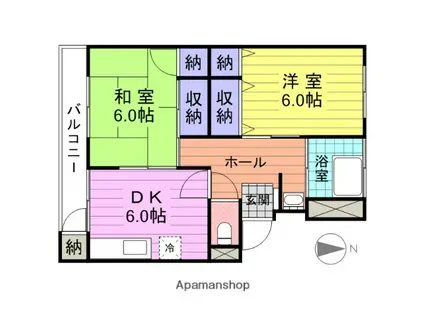 赤井コーポ(2DK/4階)の間取り写真