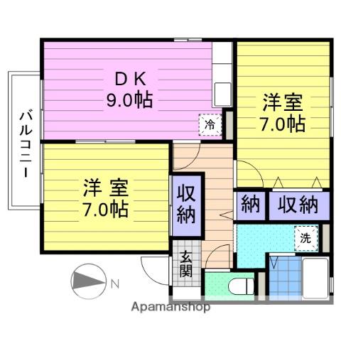 メゾンパーク新田東C・D(2DK/1階)の間取り写真