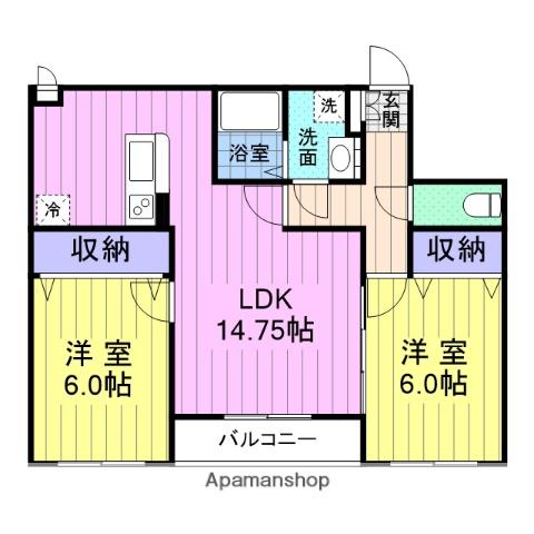CASA高砂(2LDK/1階)の間取り写真