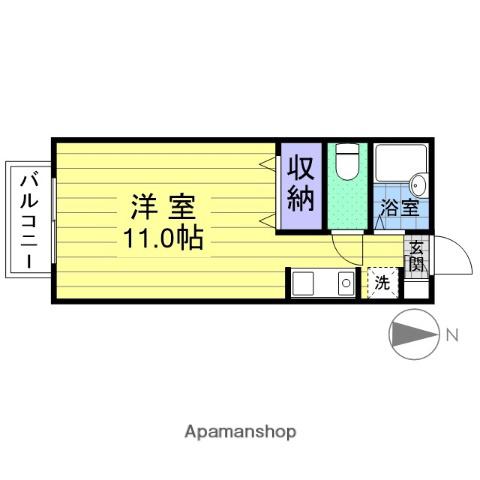 エステート中央(ワンルーム/2階)の間取り写真