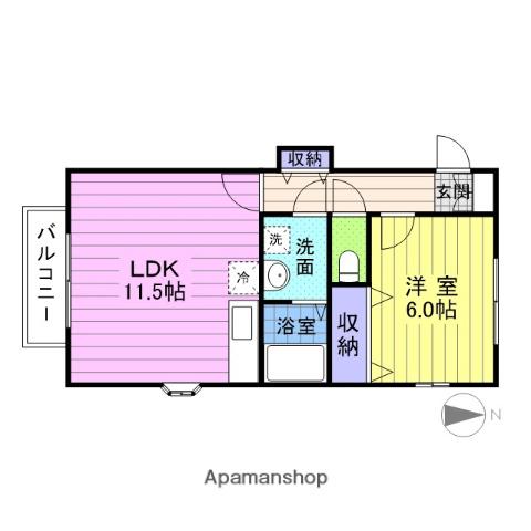 エスト・ハナセン(1LDK/1階)の間取り写真