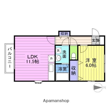 エスト・ハナセン(1LDK/1階)の間取り写真