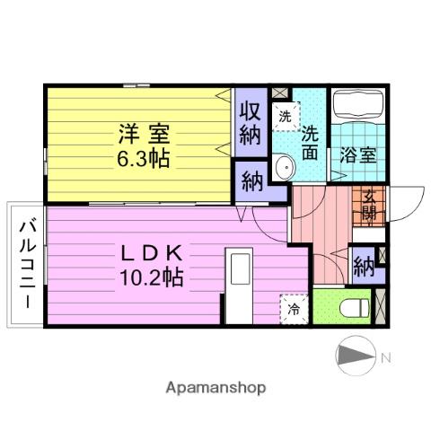 グランヴェルジェ(1LDK/2階)の間取り写真