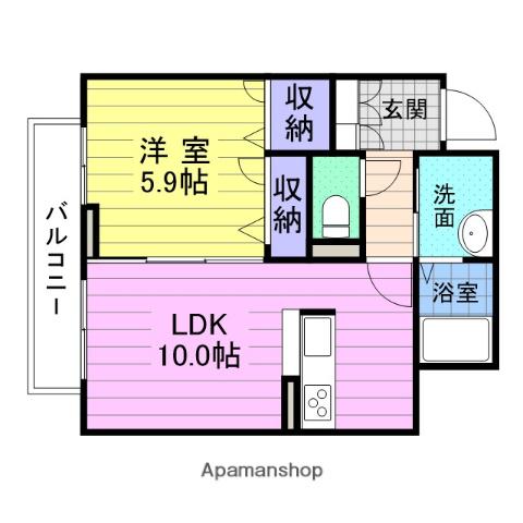 RM3 C(1LDK/3階)の間取り写真