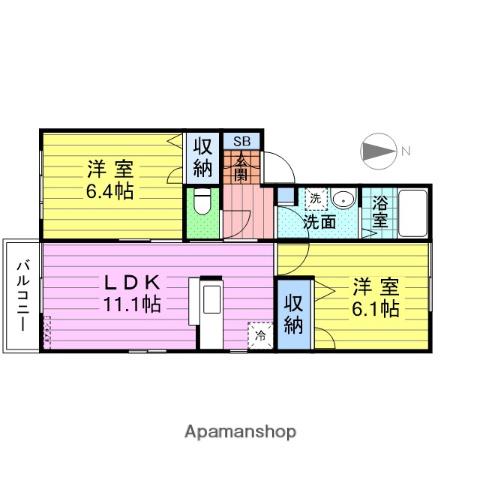 メゾン・ドール中野 F(2LDK/1階)の間取り写真