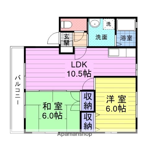 フラッツ鴻巣A棟(2LDK/1階)の間取り写真