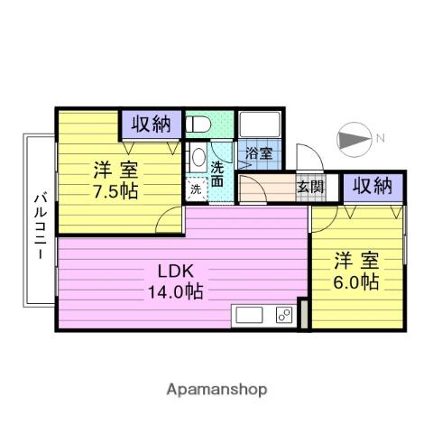 セジュール花渕Ⅰ(2LDK/1階)の間取り写真